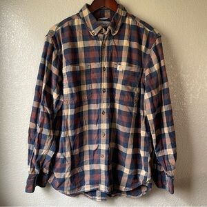 Carhartt Mens Large Relaxed Fit Flannel Button Down Work Shirt Camping Outdoor
